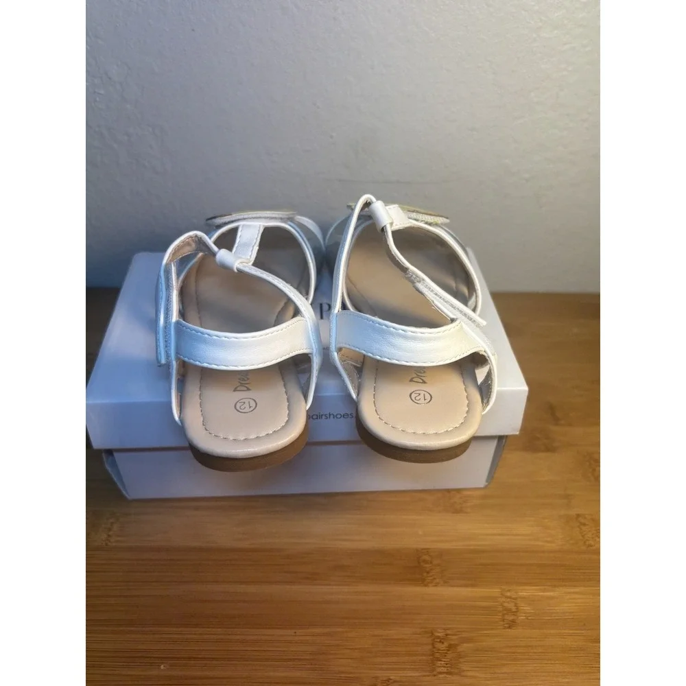 Dream Pairs Toddler Girls White/iridescent Lemon Sandals Size 12 Adjustable NWT